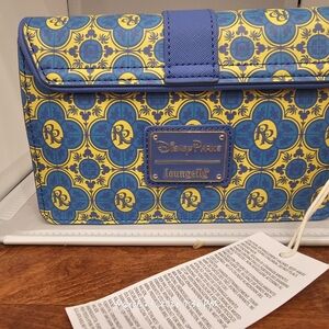 Loungefly Blue and Yellow Patterned Disney Parks Clutch Wallet